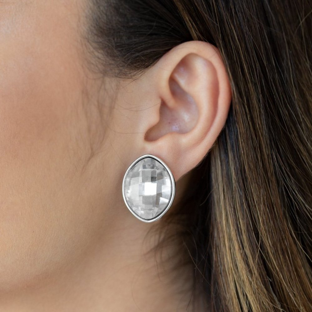 Movie Star Sparkle White Post Earrings